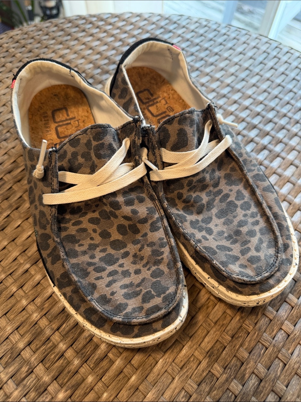 Hey Dude Women's Leopard-Print Slip-On Sneakers with White Laces